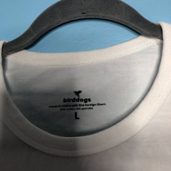 Birddogs Shirt Mens Large White Crew Neck Cotton Logo Bird Colorful - Picture 3 of 8